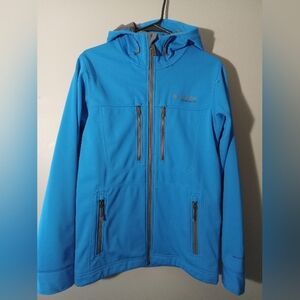 Columbia Men's Full Zip Hood Softshell Jacket, Blue, Size Small